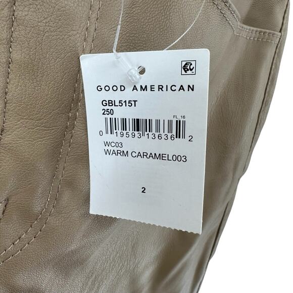 NWT Good American Women Better Than Leather Good Boy Pant Warm Caramel sz 2/26 - Picture 8 of 15